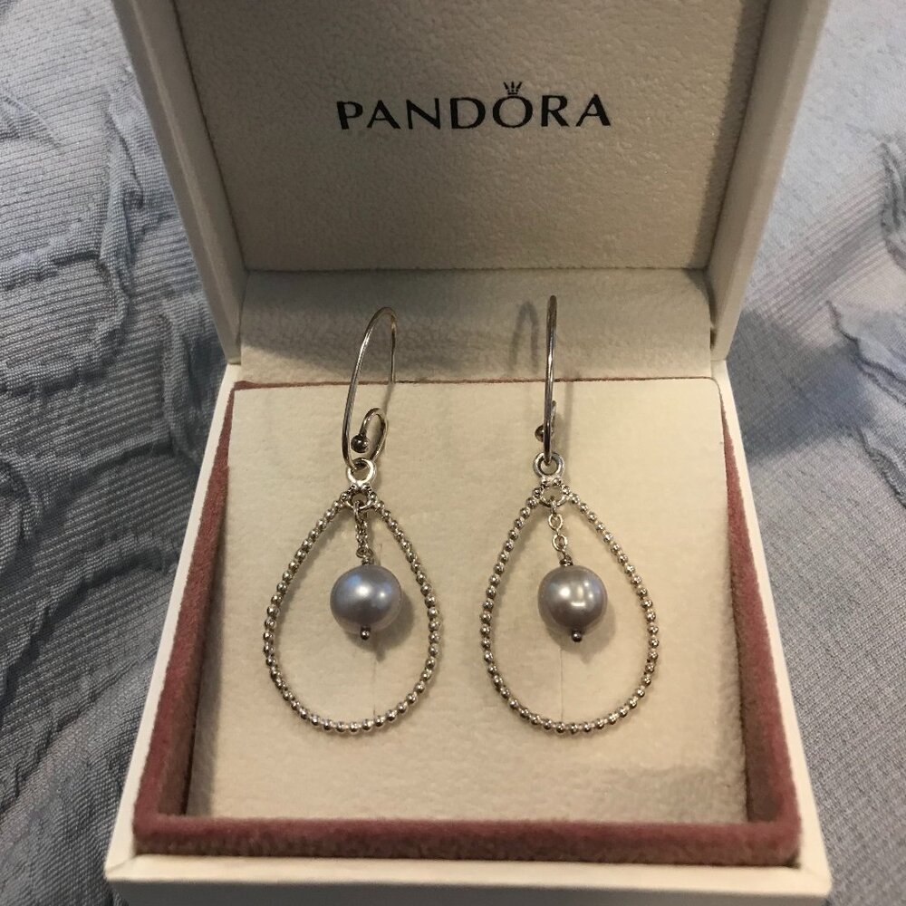 Pandora Compose Silver Drop Earrings and Hooks - New